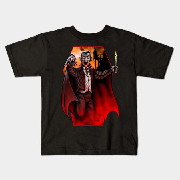 Portrait of Dracula Kids T-Shirt by Chad Savage